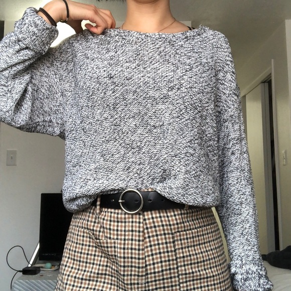 Gray & Charcoal Knit Philosophy oversized Sweater - Picture 3 of 7